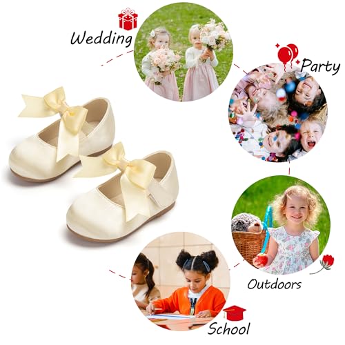 Image of PHIRAMIN Tollder Girl Dress Shoes - Little Girl Ballet Flats for Wedding Party
