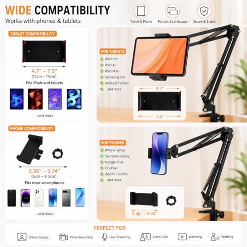 Image of Overhead Tripod for Mobile - Overhead Video Stand Phone Holder - Mobile Stand for Video Shooting - Table Tripod for Cooking, Art, Drawing - Phone Stand for Desk Video Recording