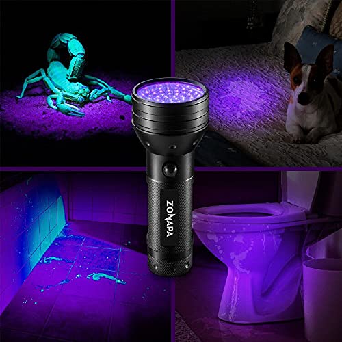 Zonapa Ultraviolet Uv Flashlight For Pet Stains, Dog Urine, Bed Bugs, Scorpions, And Glow Party Paint, Blacklight Reveals Fluorescent Color, Aluminum Alloy With Push Button #TOP3