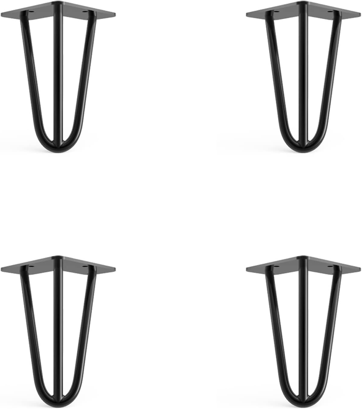 4 x Hairpin Legs from DT IRONCRAFT - 15cm 3 Rod / 10mm, Black - Chest, Carbin and Dresser Legs with Floor Protector Feet & Screws