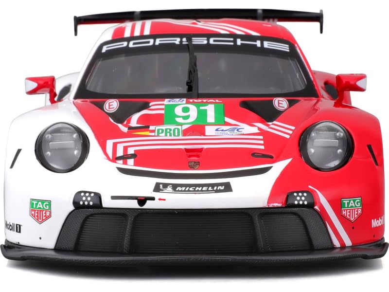 Image of Bburago - 1 /24 Scale Model Compatible with Porsche 911 RSR LM Replica Sports Car Model 2020 (Red)