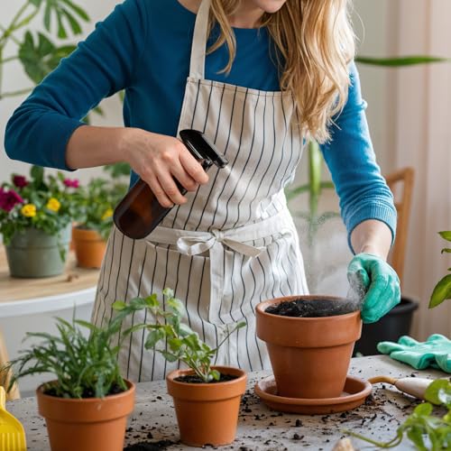 GLING 16 oz 2 Pack Amber Glass Spray Bottles, Refillable Empty Dark Glass Spray Bottle Great for Cleaning Solutions, Essential Oils, Hair, and Plants, Adjustable Nozzle for squirting and Mist4