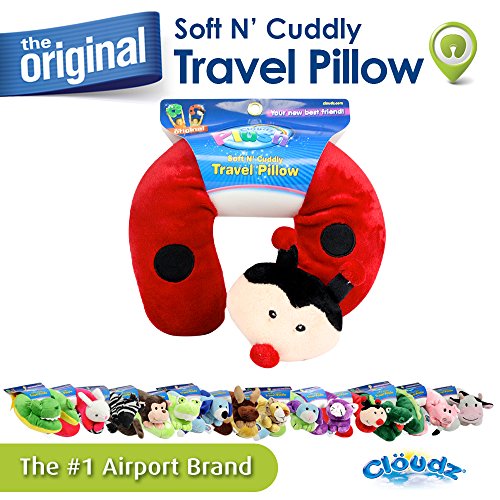 Cloudz Kids Super Soft N' Cuddly Animal Airplane Travel Neck Pillow! Keep Children Comfy and Supported with a Buddy While Traveling or just Resting at Home - Ladybug - Thumbnail 2