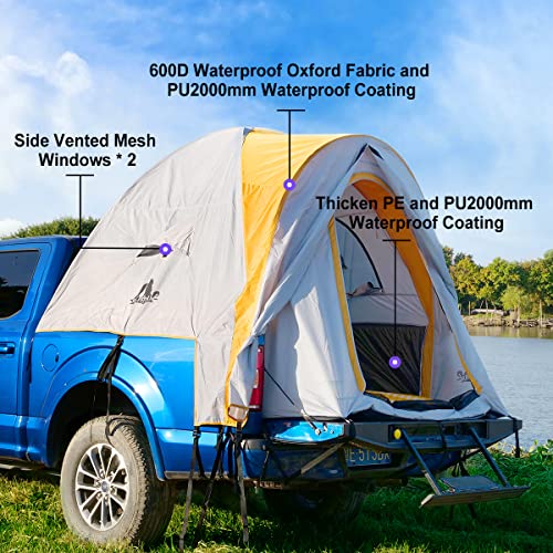 Wolfstorm Truck Bed Tent For 5.5’-5.8’ Pickup Portable Truck Tent Fit For Chevy Dodge Ford Gmc Nissan Toyota Pu2000Mm Double Layer Waterproof Pickup Tent W/Skylight For 2-3 Person (Gray&Orange) #TOP3