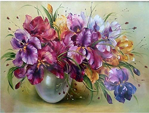 Peinture au diamant 5D adultes fleurs vase kit art strass cristal 30x40