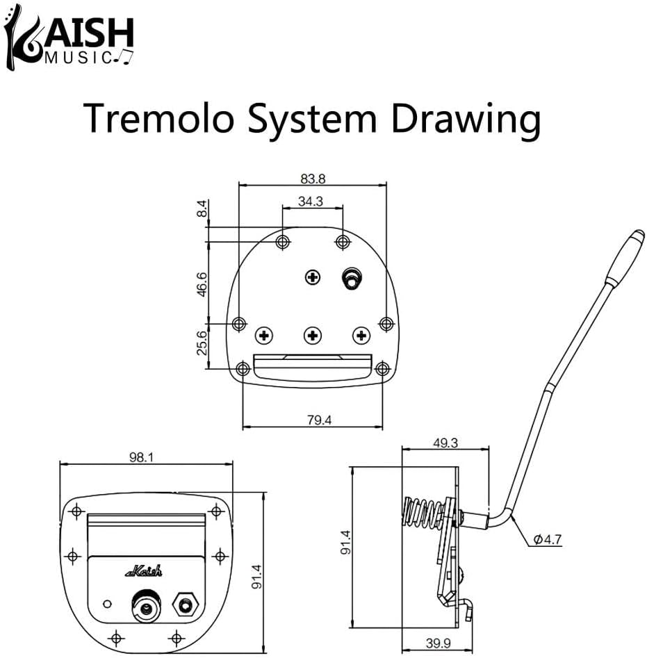Electric Guitar Tremolo System Bridge Vibrato Tailpiece with Whammy Bar Tremolo Arm for Jaguar/Jazzmaster without Lock Button Chrome