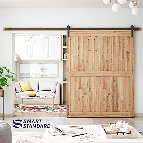 Image of SMARTSTANDARD 11ft Sliding Barn Door Hardware kit, Fit 60-66 inch W Doorpanel