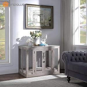 unipaws-Large-Dog-Crate-Furniture-Wooden-Dog-Kennel-for-Large-Breed-Indoor-Decorative-Wood-Dog-Cage-Inside-Side-End-Table-Crate-with-Tray-and-Dog-Bed-Dog-Enclosure-for-Dogs-Up-to-70-lbs - Cucciolini Doodles   unipaws-Large-Dog-Crate-Furniture-Wooden-Dog-Kennel-for-Large-Breed-Indoor-Decorative-Wood-Dog-Cage-Inside-Side-End-Table-Crate-with-Tray-and-Dog-Bed-Dog-Enclosure-for-Dogs-Up-to-70-lbs