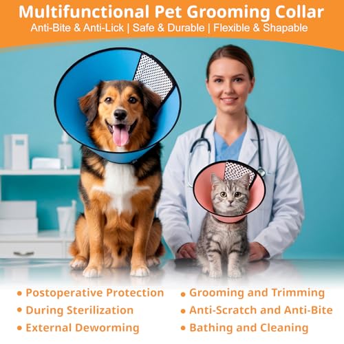 Image of Paterr 9 Pcs Soft Dog Cone Collar Adjustable Protective for Pet Flexible Plastic Cone for Dog After Surgery Recovery E Collar for Wound Healing Small Medium Large(Colorful)