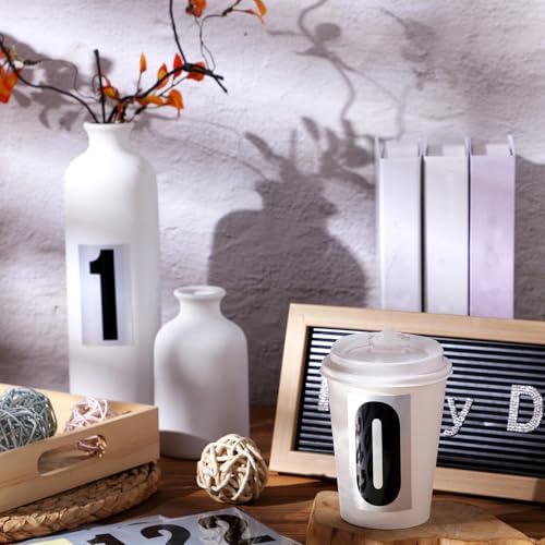 Image of Tenare 96 Pcs Vinyl Number Stickers 0-9 Reflective,3 Inch,Black in Silver