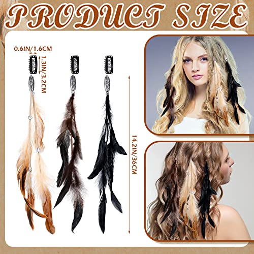 Geyoga 12 Pcs Feather Hair Clip Boho Hair Extensions With Feather Clip Comb Hippie Diy Accessories Hairpin Tribal Feather Braided Beads Headdress For Women thumb #2