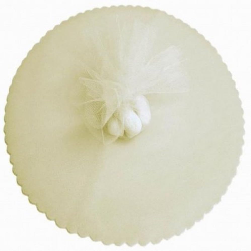 50 Ivory Scalloped Tulle Circles 12" Wedding Favor Wrap