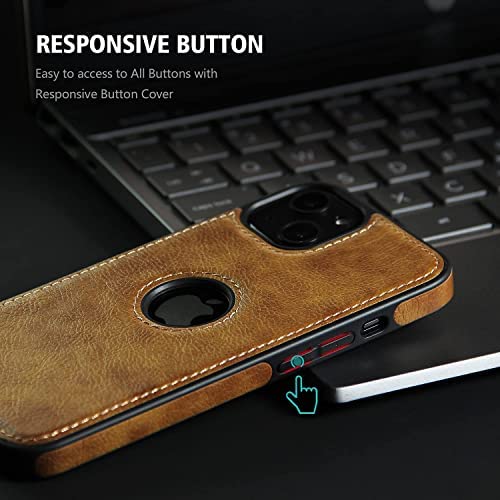 Image of MIDOS Back Cover Compatible with iPhone 15 Leather Case Flexible Slim Cover for iPhone 15 (LC- Brown)