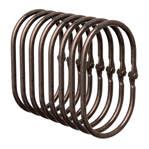 Bathway Shower Curtain Rings Shower Curtain Hooks Bronze Curtain Rings 12 Pcs Anti-Drop Shower Rings for Curtain Metal Shower Curtain Rings Rust Proof Shower Hooks for Shower Curtain Rod