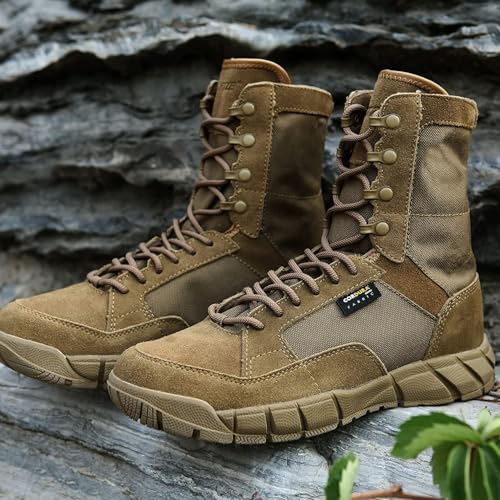 Men's 8 inch Tactical Boots Outdoor Casual Lightweight Coyote Military Boots for Hiking Work Combat2