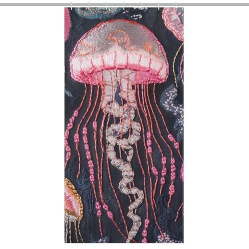 HighonHi Shower Curtain Jellyfish Maritime Ocean Inspired Style Modern Shower Curtains Creature Nautical Themed Modern Shower Curtains for Bathroom Easy Care Fabric Bathroom Curtain Decor 36x72Inch