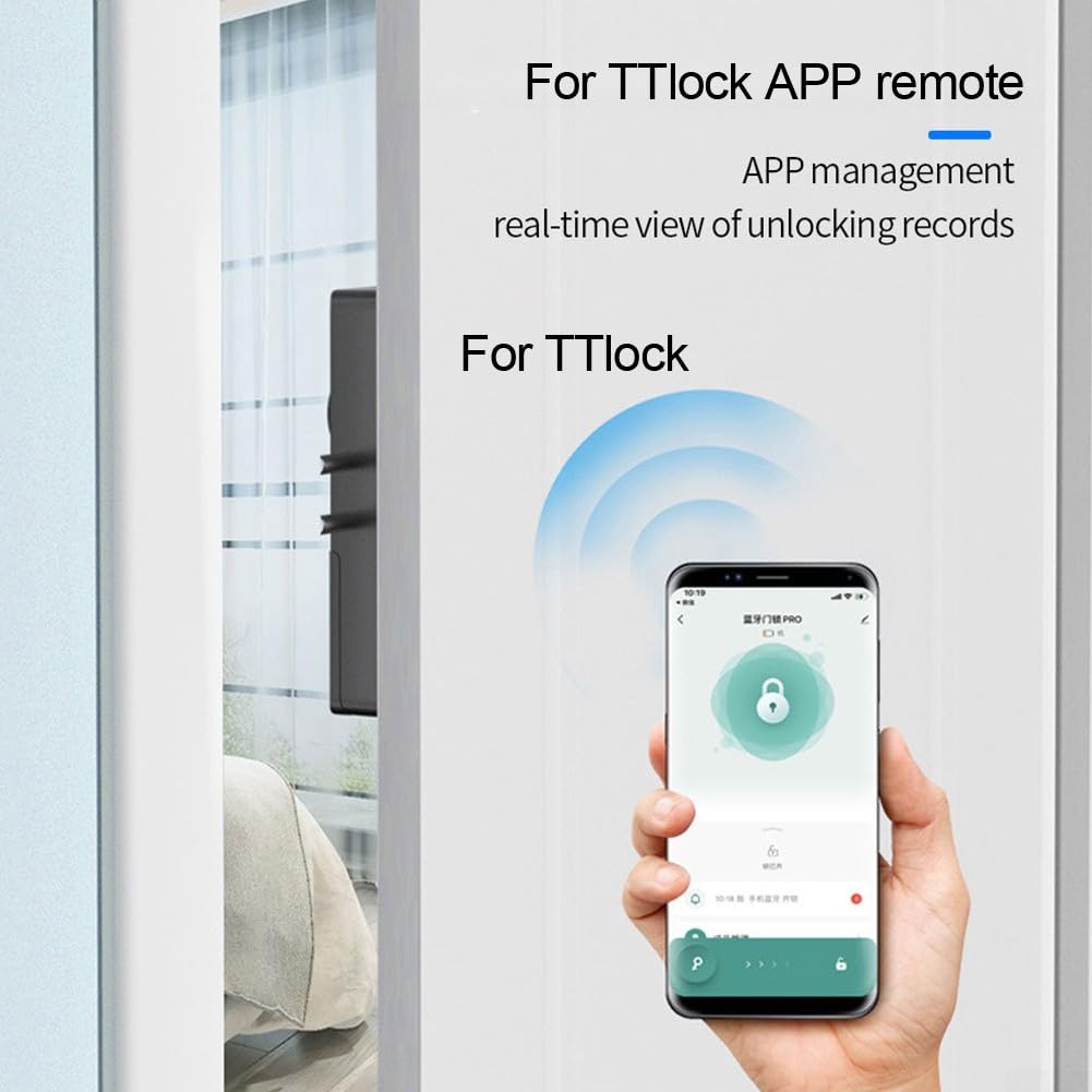 Feegow Cerradura de puerta invisible inteligente | Cerradura electrónica sin perforaciones | Desbloqueo de tarjeta IC | Desbloqueo de aplicación para TTlock
