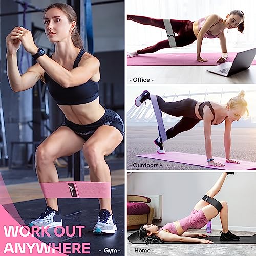 4 Levels Booty Bands Set: Fabric Resistance Bands For Working Out - Non Slip Exercise Bands For Legs, Hip And Butt - Fabric Glute Bands For Men/Women Gym & Home Fitness, Yoga Starter Set #TOP5