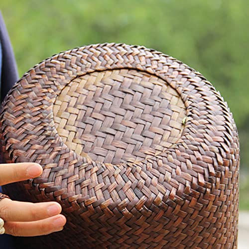 Bolso de playa de rattan tejido con asa de madera miniatura 4