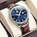OLEVS Brown Leather Watches for Men Blue Face Dress Large Face Brown Watch Leather Band Easy to Read Luxury Waterproof Men’s Wrist Watch with Date Relojes para Hombres