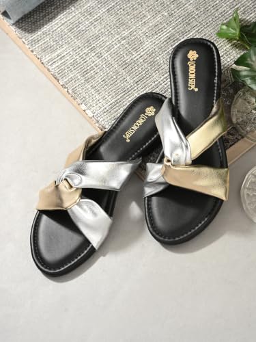 Image of Women's Cross Strap Slide Sandals | Soft Cushioned Flat Slip-On Slippers | Lightweight Anti-Skid Casual Comfort Sandals for Everyday Wear