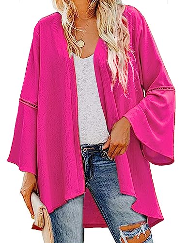 Yekaty Kimonos for Women Bell Sleeve Loose Kimono Cardigan Casual Open Front Beach Cover Up 2024