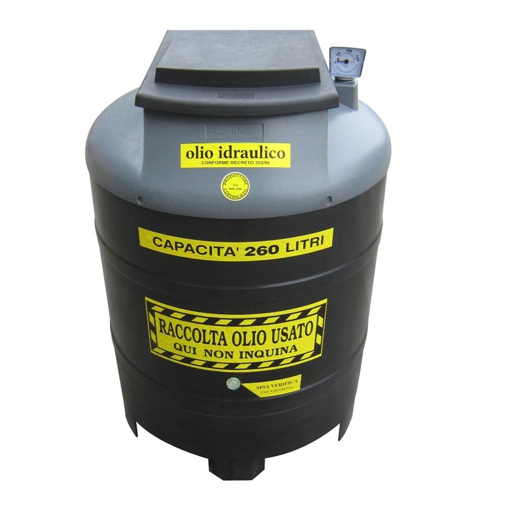 Contenitore per la raccolta di olio esausto, in plastica (HDPE), capacità 260 Lt, ideale per olio idraulico usato