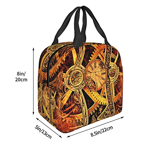 Debou Cool Steampunk Gears Insulated Lunch Bag Cooler Tote Reusable Leakproof Lunch Box Easy Clean For Work Office Picnic Beach Or Travel #TOP1
