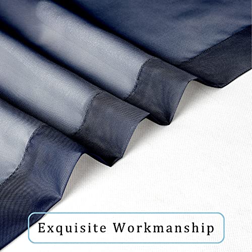 Image of OWENIE Navy Blue Sheer Curtains 96 Inches Long 2 Panels Set, Elegant Sheer Curtains for Bedroom, Window Voile Sheer Curtain Panels /Drapes /Treatment for Living Room, 2Pcs, Each 42 inch W x 96 inch L