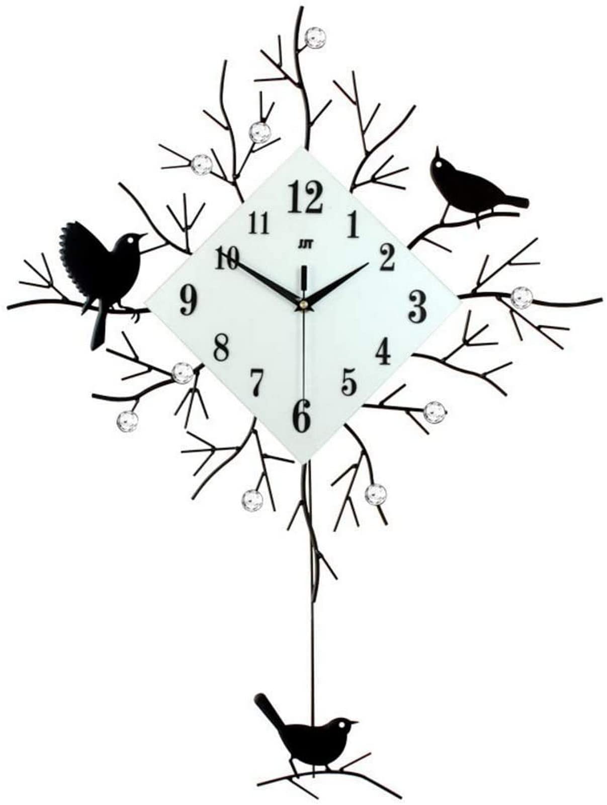 SaryEdge Wall Clock Art Clock with Modern Pendulum, No Era-Ticking Consumption Quartz Clock Sweep Movement Wall Clock Square Living Room Clock 75X57Cm Wall Home Decor Clo-D-,A-75x5,A-75x57cm