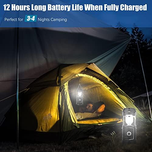 BBtang Upgrade Camping Lantern and Torch for Tents USB Rechargeable, Portable Solar LED Camping Lights Battery Operated Wind Up for Emergency Hiking Outdoor Fishing Power Cuts and More (Black)
