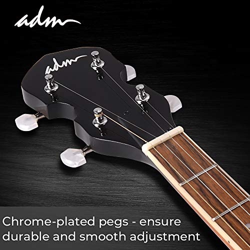 ADM Banjo 5 cordes 24 Équerre avec fermé en bois massif Dos et Paré 5ème Tuner, débutant Lot avec sac, sangle, médiators et cordes - Les Beatles, Paul McCartney, John Lennon, RIngo Starr, George Harrison ADM Banjo 5 cordes 24 Équerre avec fermé en bois massif Dos et Paré 5ème Tuner, débutant Lot avec sac, sangle, médiators et cordes – Image 7