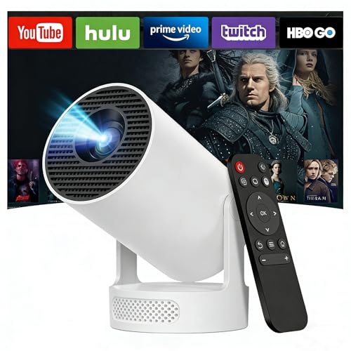Image of Mini Portable Projector with Wifi6 and Bluetooth, 4K Projector Support 5w Sound Base Speaker, 160 ANSI, Android 11, Auto Vertical Keystone 210Rotatable Proyector for Home Bedroom Outdoor HY300 ULTRA