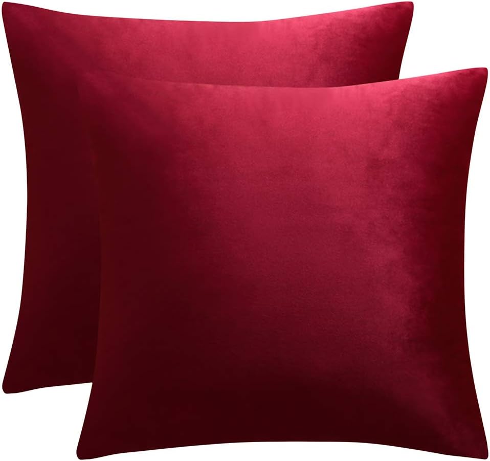 JUSPURBET Velvet Pillow Covers,Pack of 2 Throw Pillow Covers for Sofa