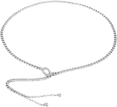 CHIC DIARY Cinture in vita da donna con strass brillanti e cristalli luccicanti, cinture per abiti da donna per ballo di fine anno e matrimonio, Argento #3., Etichettalia unica