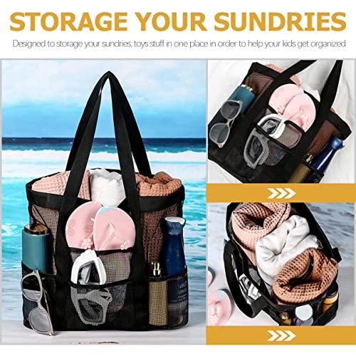 Large Mesh Beach Bag Multi Pocket Tote for Travel Breathable Durable Design for Organizing Beach Essentials and Shells4