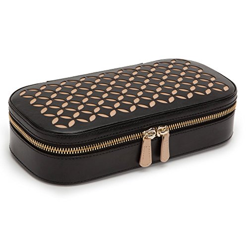 WOLF Chloé Zip Jewelry Case, 4.5x9.25x2.25, Black