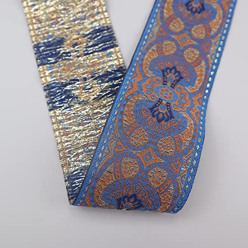IDONGCAI Retro Jacquard Ribbon Embroidery Trim - Vintage Boho Fabric Trim for Sewing, 10 Yards