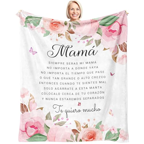 Regalos para Mamá en Navidad, Regalos para Mama En Español, Regalos para Mamá De Cumpleaños, Christmas Mom Gifts from Daughter Son, Xmas Gifts for Mom in Spanish, Mama Gifts Throw Blanket 60" x 50"