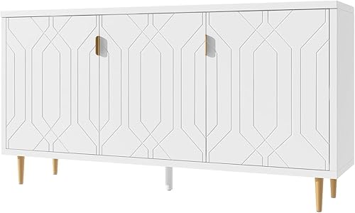 Armario de almacenamiento de 65 pulgadas de ancho, soporte de TV moderno para televisores de hasta 70 pulgadas, mesa consola con estantes ajustables