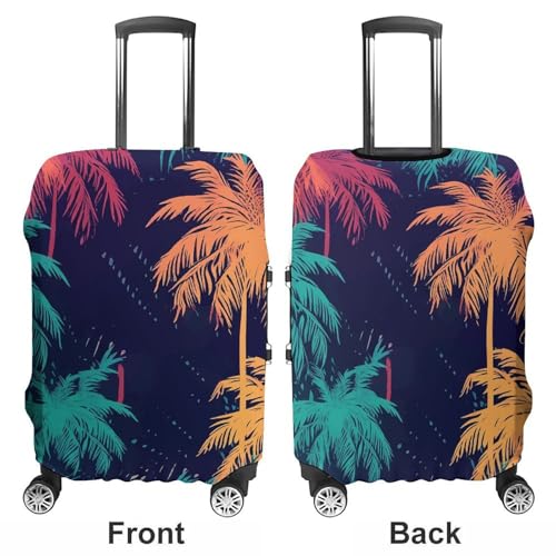 Travel Luggage Cover Suitcase Cover Suitcase Protector Colorful Palm Trees Luggage Covers Washable Baggage Cover Elastic Anti-Scratch Suitcase Case Protector for Adult Personalized Suitcase Covers3
