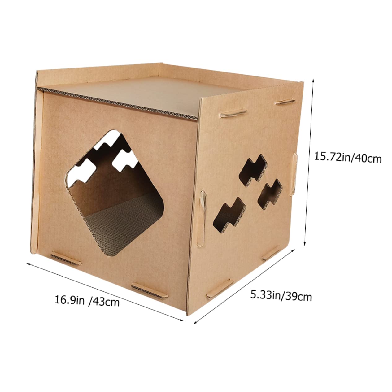 POPETPOP Cat Scratching House Durable Cardboard Cat Scratcher for Indoor Kittens Lightweight and Decorative Scratching Post for Play and Rest