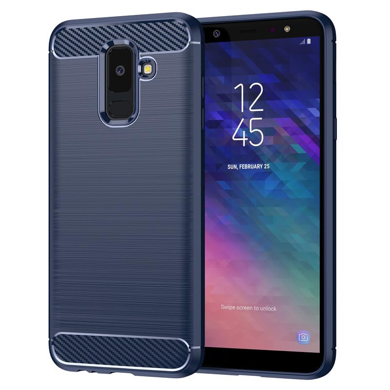 Image of Hybrid Carbon Fiber Back Case for Samsung Galaxy A6 Plus (Blue)