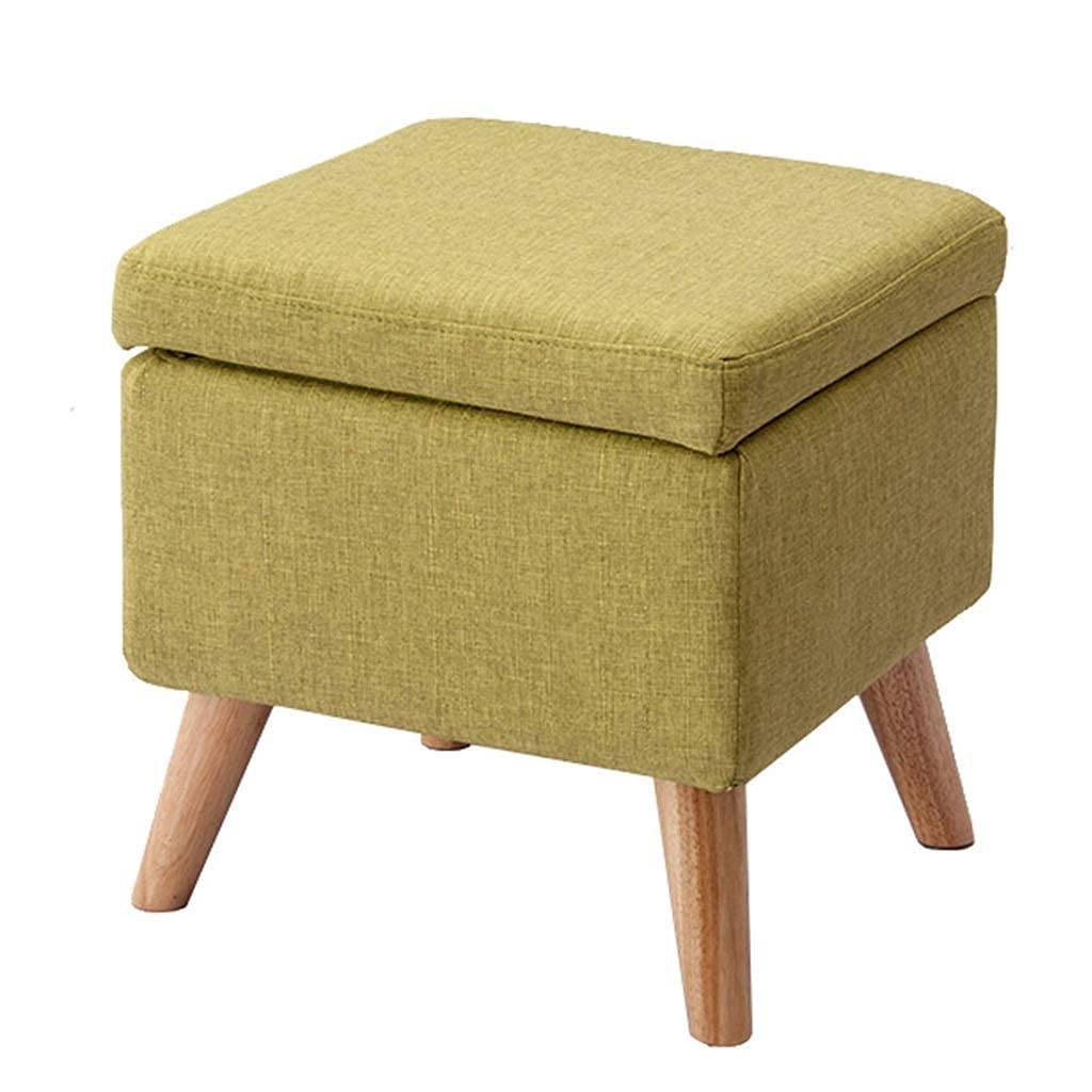 Tabouret de Rangement Jaune 40x38x40 cm - Pouf Coffre Multifonction