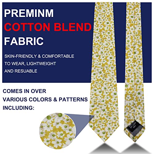 Image of Mantieqingway Floral Ties for Men Skinny Cotton Tie Flower Necktie