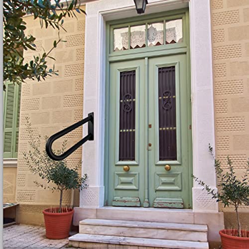 Vanroug 2Pcs Handrail For 1-2 Step Stairs, Wall Mount Handrails For Outdoor Steps, Stair Rail With Black Powder Coat Finished, Suitable For Garden，Yard And Garage #TOP4