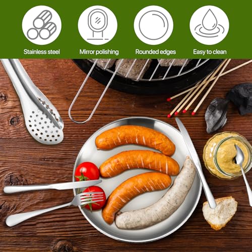 RoserRose Camping Geschirr Set für 4 Personen, 20-Teilig Tragbar Und Langlebig, Edelstahl Outdoor-Geschirr FüR Camping Und Picknick - Campinggeschirr, Ideal FüR Outdoor-AktivitäTen (Silber)