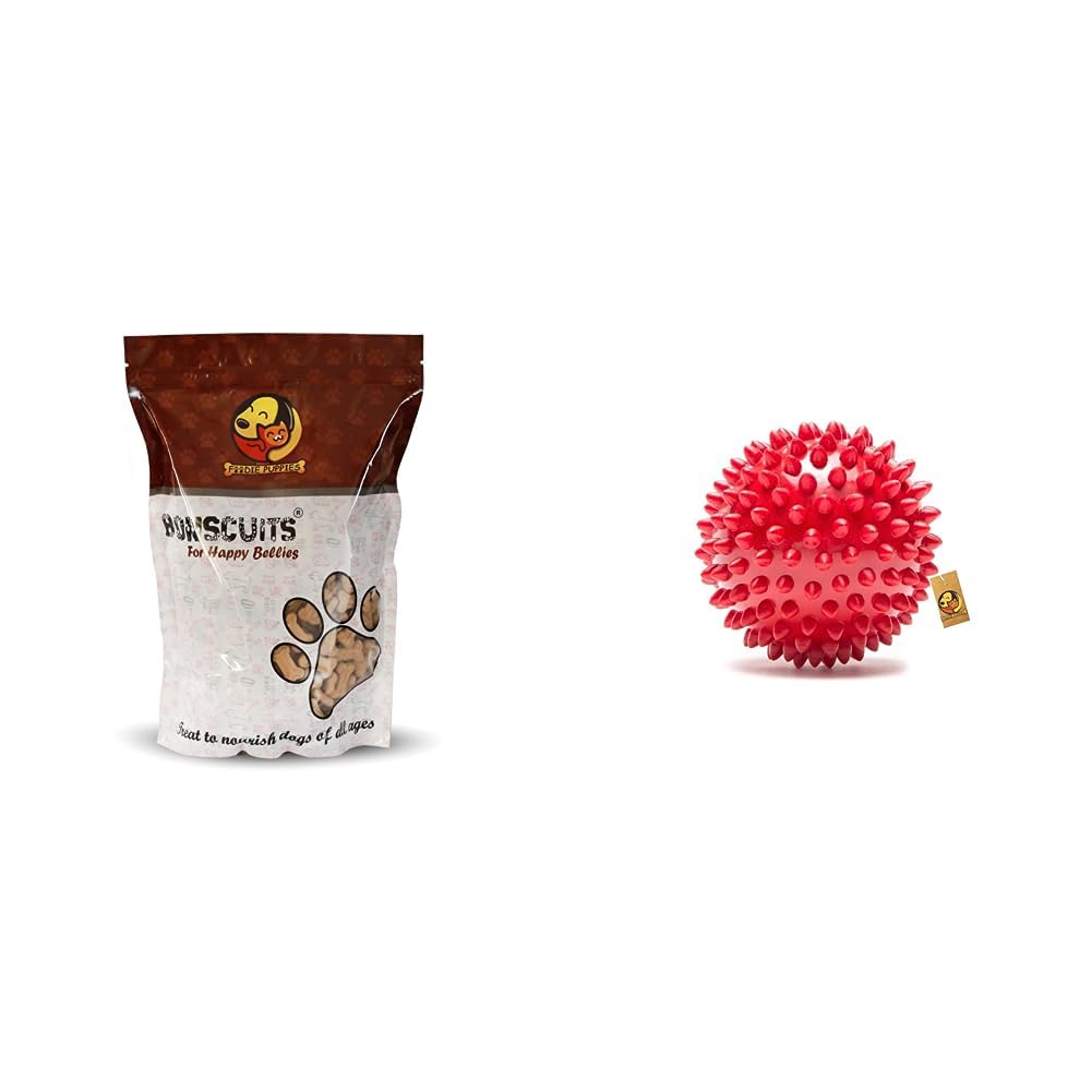 Foodie Puppies Freshly Baked Chicken Flavor Treat (Puppy Bone Biscuit - 900gm) & Natural Rubber Spike Ball - 2.5inch/ 6.35cm (B0CDD9ZS12) Amazon Price History, Amazon Price Tracker