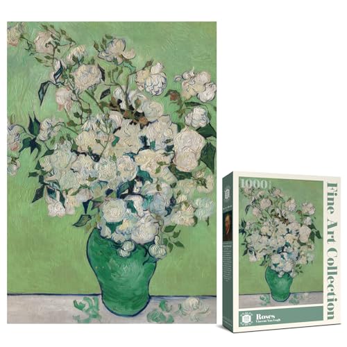 Rompecabezas Antelope de 1000 piezas para adultos: Rosas, de Vincent Van Gogh (1890), licencia oficial, acabado mate, sin polvo miniatura 1