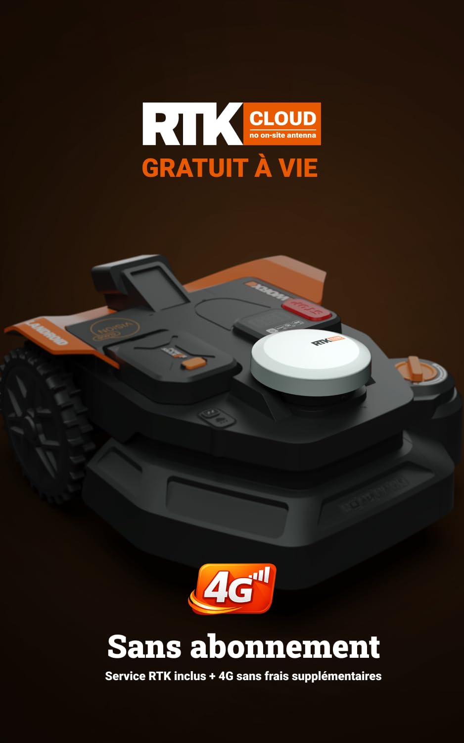 WORX Vision Cloud 2WD WR330E Robot Tondeuse 3000 m² sans Fil périphérique + Garage (évitement d'obstacles par IA, Navigation VSLAM + RTK, cartographie Auto, contrôle Via app, Cut-to-Zero)